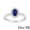9K | Sortija oro blanco Zafiro de laboratorio