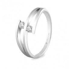 ANILLO DE COMPROMISO ORO BLANCO CON 2 DIAMANTES 0,14CT