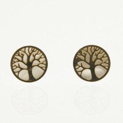 pendiente oro y nacar árbol de la vida