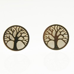 pendiente oro y nacar árbol de la vida