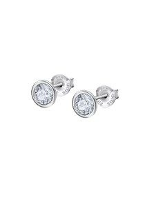 PENDIENTES DE PLATA CON SWAROSKI CHATÓN. Diámetro 6,5mm. Cierre de presión