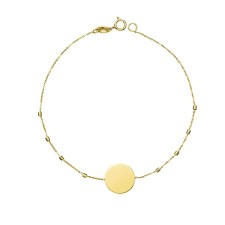 Pulsera en oro amarillo de 18k con disco. Largo de 18cm. Cierre tipo anilla