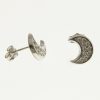 Pendiente oro blanco media luna con piedras - Imagen 2
