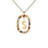 Colgante Inicial Letra S con piedras multicolor