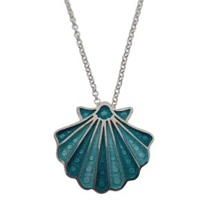 Colgante Plata Concha Camino de Santiago con esmalte al fuego