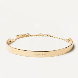 Pulsera brazalete de plata bañado en oro