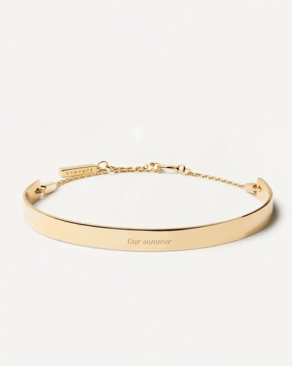 Pulsera brazalete de plata bañado en oro