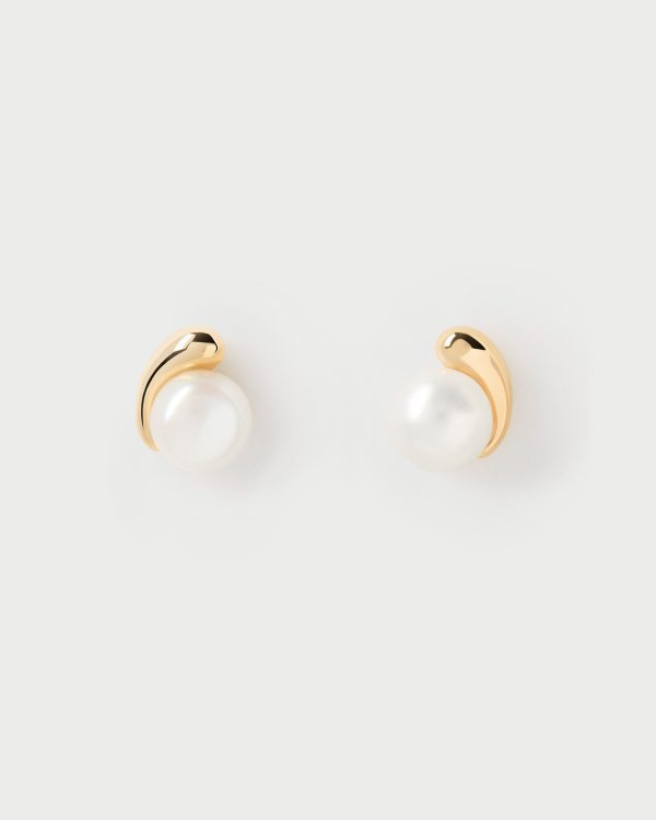 Pendientes de perla y plata bañada en oro