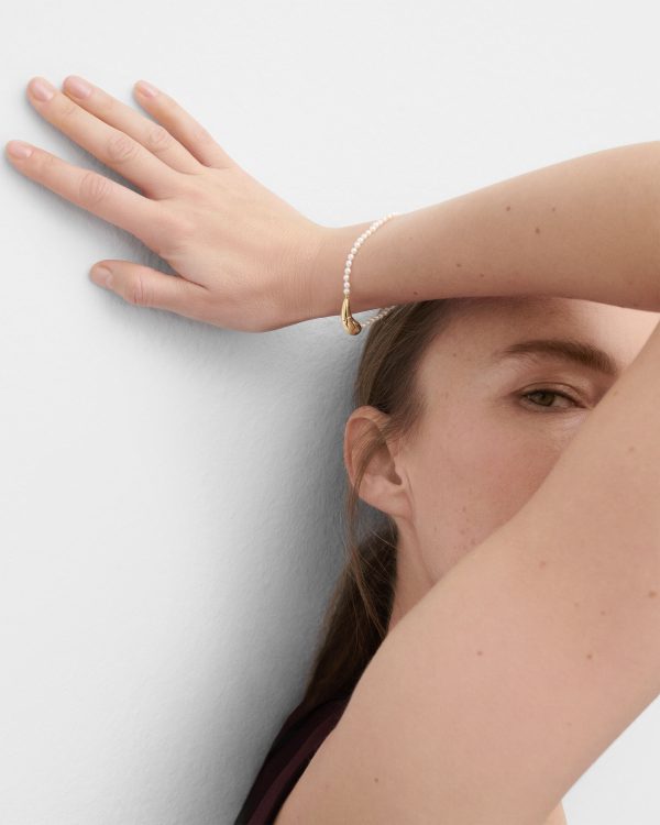 Pulsera de Perlas Cultivadas y plata bañada en oro - Imagen 2