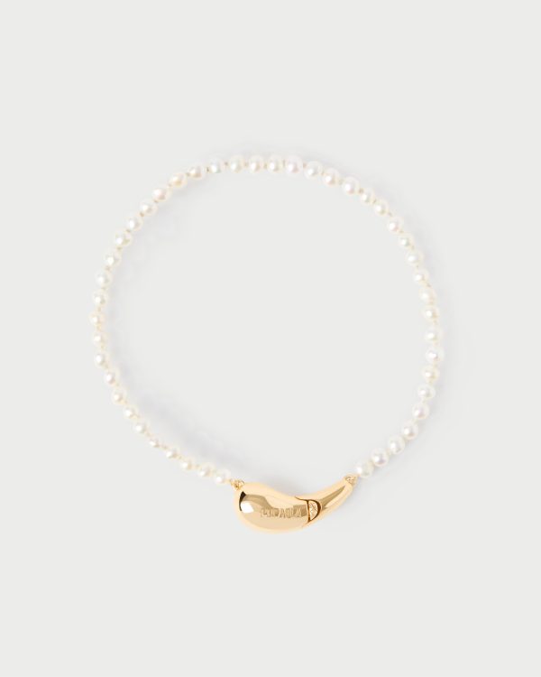 Pulsera de Perlas Cultivadas y plata bañada en oro