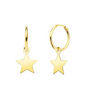 18K AROS ORO AMARILLO TUBO CON ESTRELLA