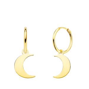 18K AROS ORO AMARILLO TUBO CON LUNA LISA