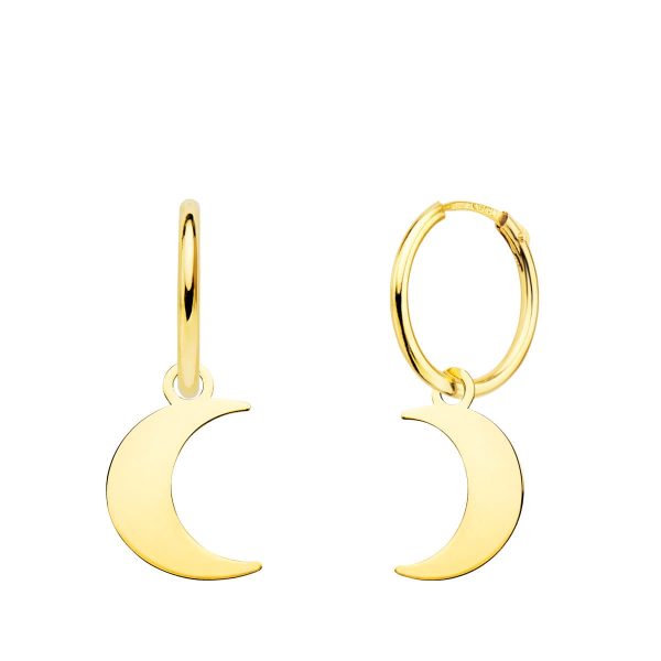 18K AROS ORO AMARILLO TUBO CON LUNA LISA
