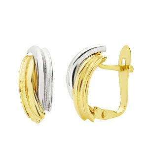 18K PENDIENTES ORO BICOLOR BANDAS