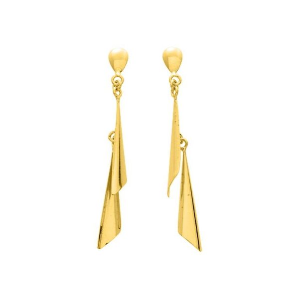 18K Par pendientes oro largos