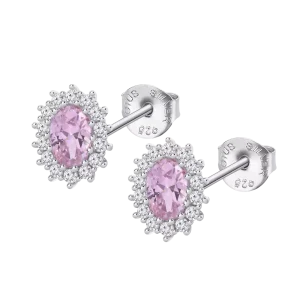 Pendientes de Plata con piedra rosa