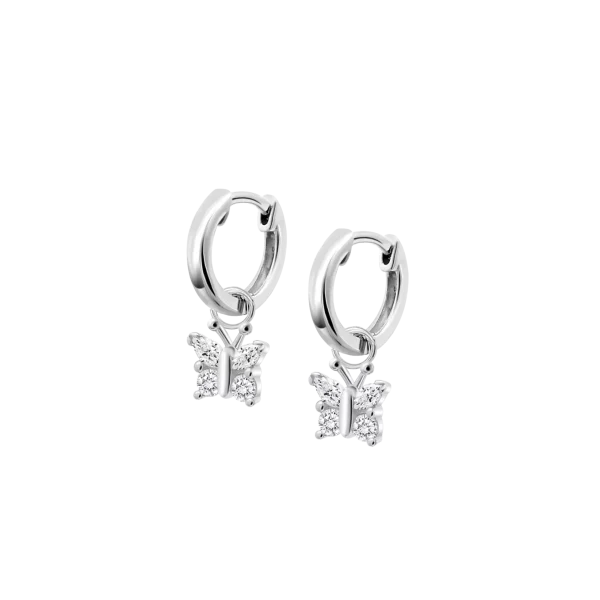 Lotus Silver Pendientes Aros con Mariposa