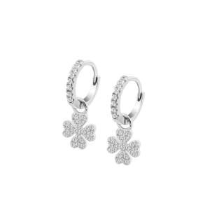 Lotus Silver Pendientes Aros con Trébol