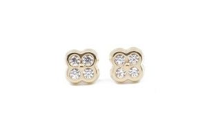 PENDIENTES DE ORO CUATRÉBOL CON CIRCONITAS 5,5mm