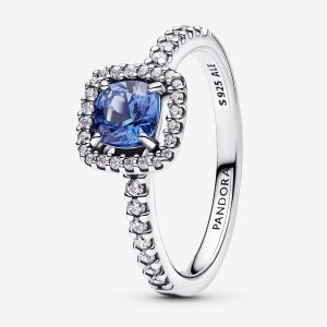 Anillo Halo Azul Cuadrado