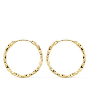 18K AROS ORO AMARILLO GALLONEADOS HUECOS 20X1.50 MM
