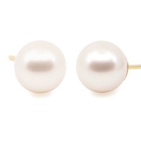 Pendientes Eles mujer perla cultivada redonda 7-7.5 mm con casquilla Oro 18K