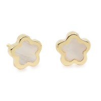 Pendientes Eles niña flor 5 pétalos con nacar. Tamaño 7x6.5 mm.