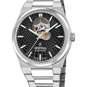RELOJ FESTINA SWISS MADE AUTOMATIC NEGRO CORREA DE ACERO INOXIDABLE 316