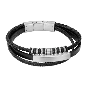 Pulsera de Acero y cuero Lotus Style para hombre