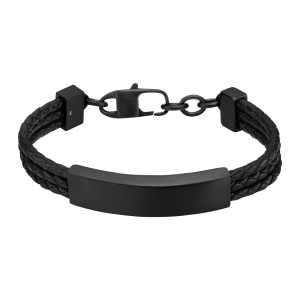 Pulsera de acero negro y piel Lotus Style