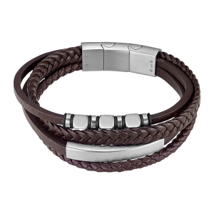 Pulsera de Acero y Cuero Lotus Style para hombre