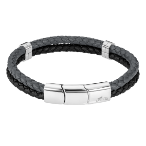 Pulsera de Cuero y Acero Inoxidable Lotus Style para hombre