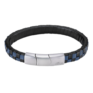 Pulsera de Cuero y Acero Lotus Style para hombre