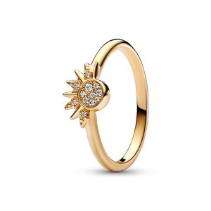Anillo Sol Celestial con recubrimiento de oro 14K