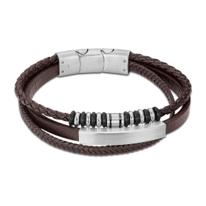 Pulsera de Acero y cuero Lotus