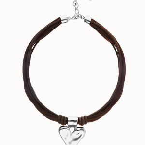 Collar hilo de seda y cuero