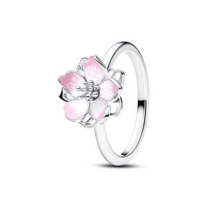 Anillo de plata de ley con flor de cerezo