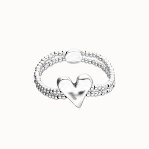 Pulsera elástica doble bañada con corazón