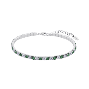 Pulsera estilo riviere en plata de ley con piedras blancas y verdes de Lotus Silver
