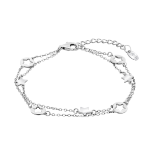 Lotus Silver Pulsera de Plata de chica con doble cadena