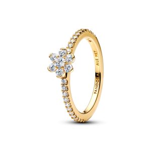Anillo con forma de flor con recubrimiento de oro 14K