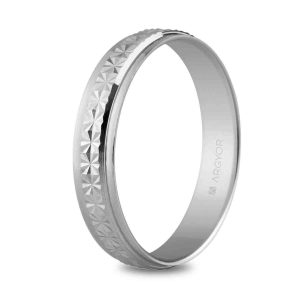 Alianza de boda en plata de ley 4mm facetada