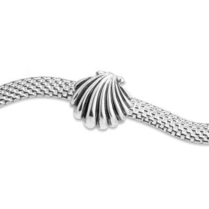 PULSERA CONCHA PLATA ENVEJECIDA