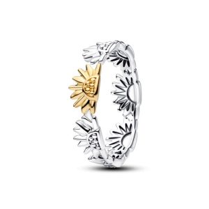 Anillo de girasol en plata