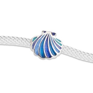 PULSERA DE PLATA CONCHA ESMALTE AZUL