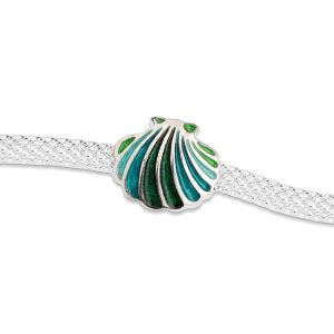 PULSERA DE PLATA CONCHA ESMALTE VERDE