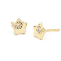 Pendientes de Oro Estella de 5 puntas. Tamaño 5mm