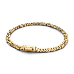 Pulsera de cadena cubana bañada en oro 14K
