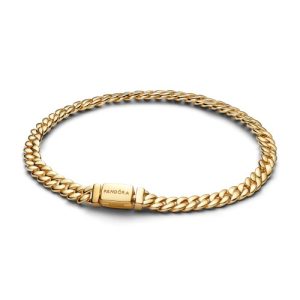 Pulsera de cadena cubana bañada en oro 14K